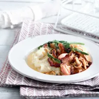 Pečená hlíva ústřičná s kaší z brambor a celeru