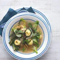 Polévka s těstovinami a jarními listy