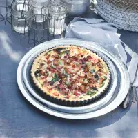 Quiche s liškami, schwarzwaldskou šunkou a šalotkami Quiche s liškami, schwarzwaldskou šunkou a šalotkami