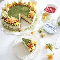 Matcha cheesecake s lotuskovými sušenkami