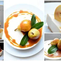 Sněhově bílý cheescake s hruškou zalitou karamelem