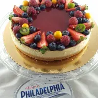 Citrónový cheesecake s malinovým želé z agaru Citrónový cheesecake s malinovým želé z agaru