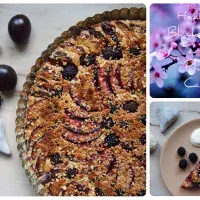 Dietní švestkovo-ostružinový koláč