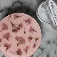 Sakura cherry blossom cheesecake s rebarborou Sakura cherry blossom cheesecake s rebarborou