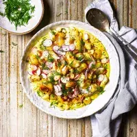 Bouchané brambory s ředkvičkami a omáčkou aïoli