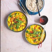 Celerové kari se špenátem a rýží