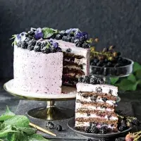 Dort s vanilkovým krémem a ostružinami