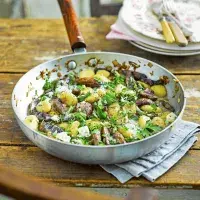 Opékané gnocchi s houbami a modrým sýrem