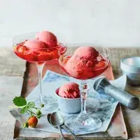 Jahodovo-jogurtová zmrzlina s kompotem z jahod a bezové šťávy