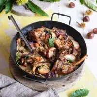 Kotlety s houbami a kaštanovo-smetanovou omáčkou