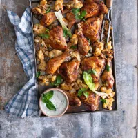 Kuře pečené na plechu s květákem