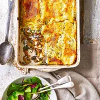 Lasagne s karamelizovanou cibulkou, špenátem a žampiony Lasagne s karamelizovanou cibulkou, špenátem a žampiony