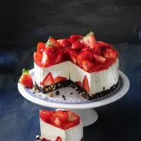 Nepečený cheesecake s jahodami