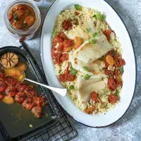 Orzo s konfitovanými rajčaty a rybou