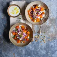 Pečená dýně s čočkou a fetou