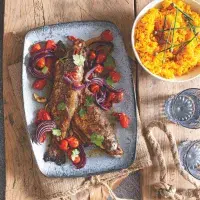 Pečený pstruh v thajském stylu s kurkumovou rýží