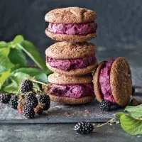 Sušenkové sendviče s ostružinovou zmrzlinou