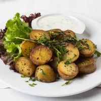 Nové brambory pečené s česnekem Nové brambory pečené s česnekem