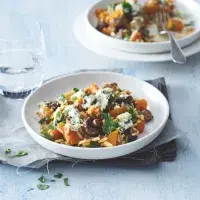 Dýňový pilaf s houbami a gorgonzolou