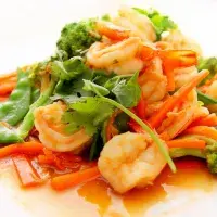 Garnáty s paprikou a špenátem