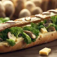 Křupavá bageta s houbami a sýrem