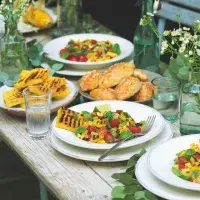 Succotash s grilovanou polentou Succotash s grilovanou polentou