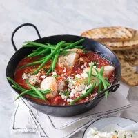 Treska v rajčatové omáčce s fazolovými lusky