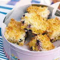 Borůvkovo-citronový koláč s kokosovou drobenkou