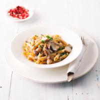 Penne s houbami a speckem