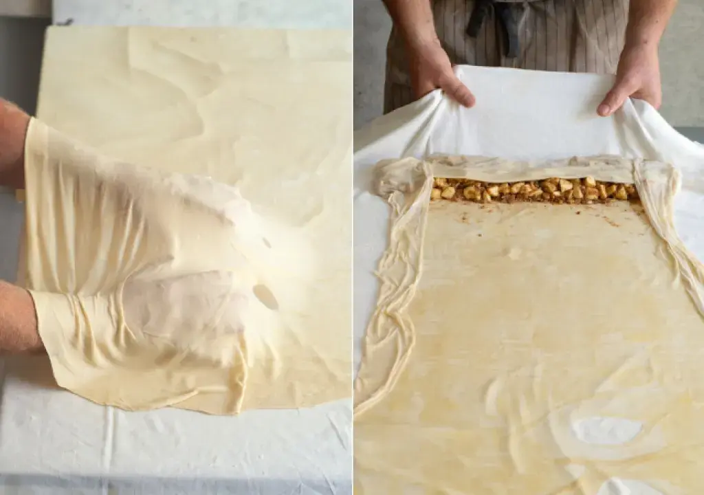 Tažený štrúdl s jablky